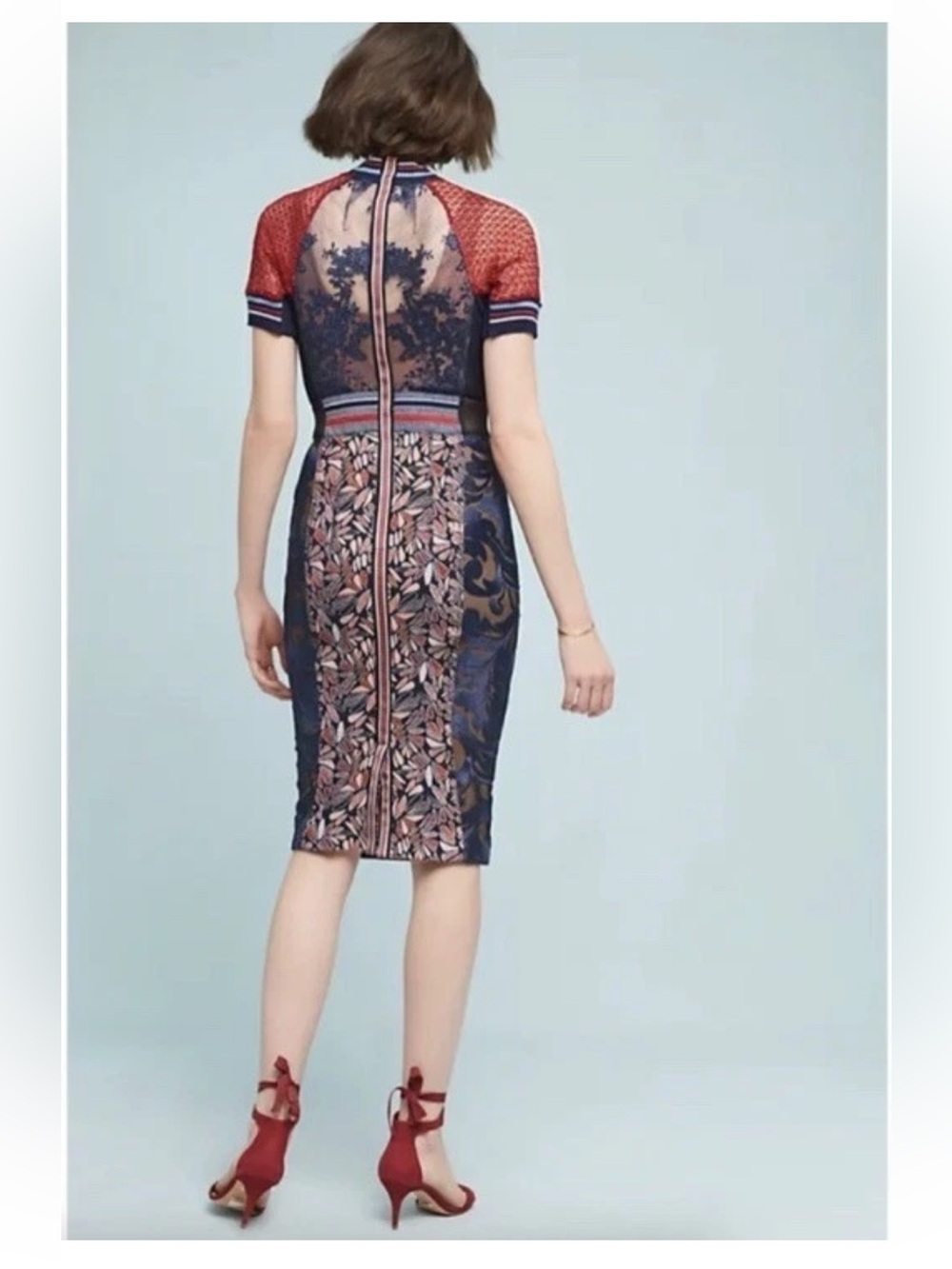 Anthropologie Byron Lars Women’s 2 Jewel Jacquard Sheath Dress Embroidered - Picture 3 of 11